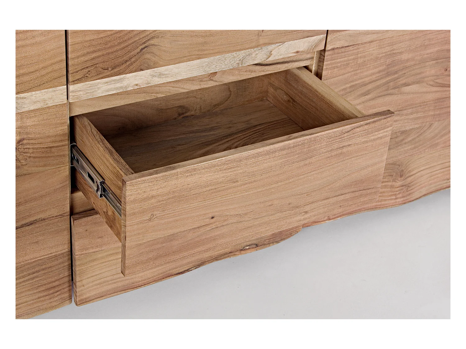 Buffet en bois d'acacia naturel 3 tiroirs 2 portes Adria 160cm