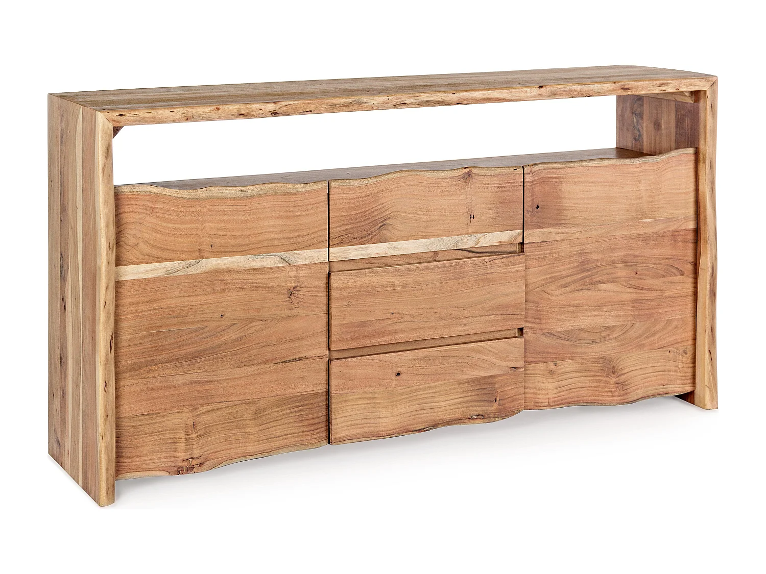 Buffet en bois d'acacia naturel 3 tiroirs 2 portes Adria 160cm