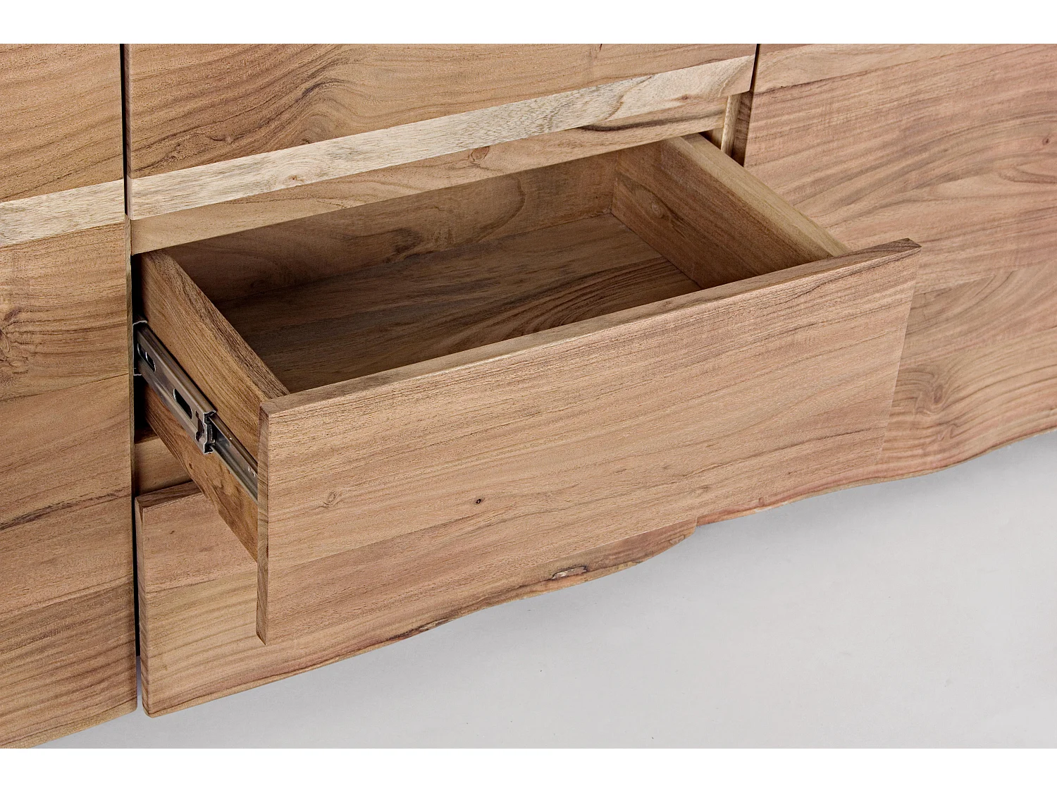 Buffet en bois d'acacia naturel 3 tiroirs 2 portes Adria 160cm