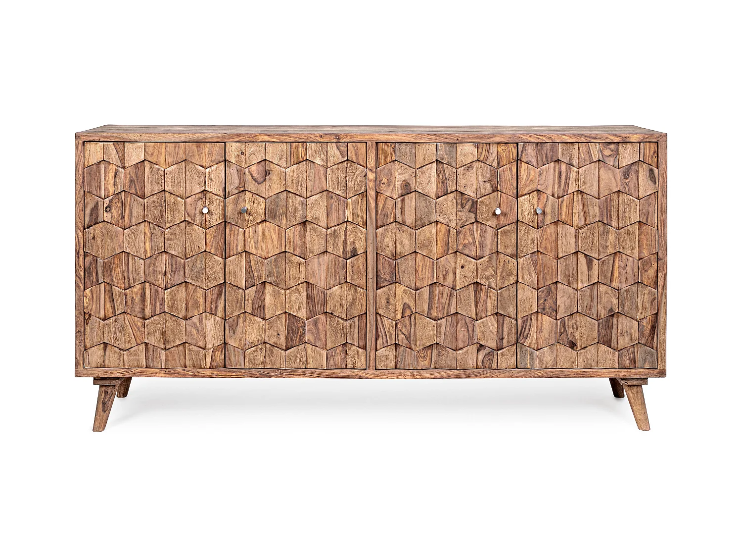 Buffet 4 portes en bois de sheesham naturel Kany 177cm