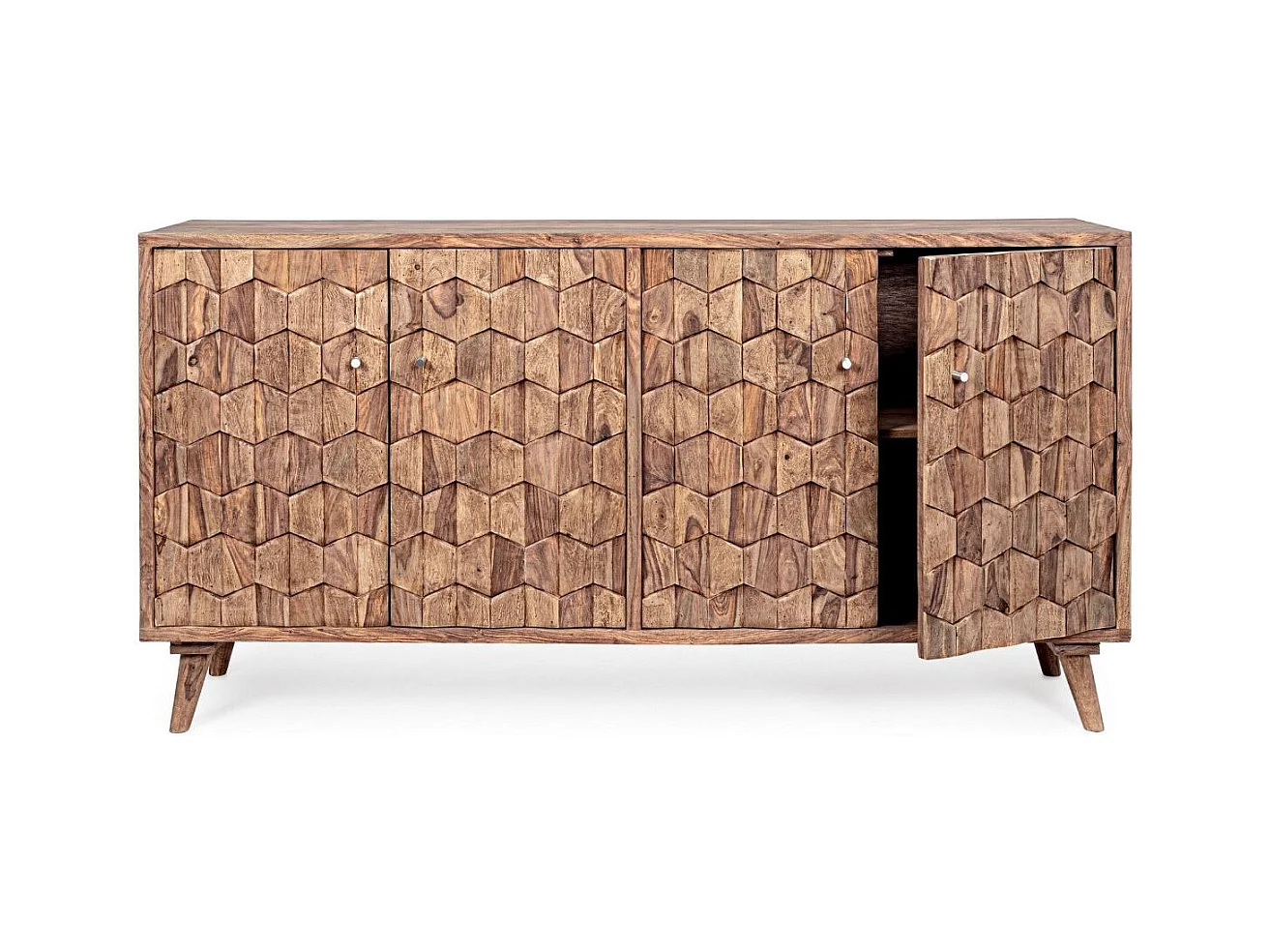 Buffet 4 portes en bois de sheesham naturel Kany 177cm