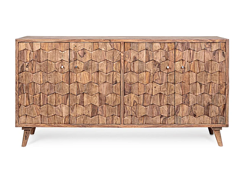 Buffet 4 portes en bois de sheesham naturel Kany 177cm