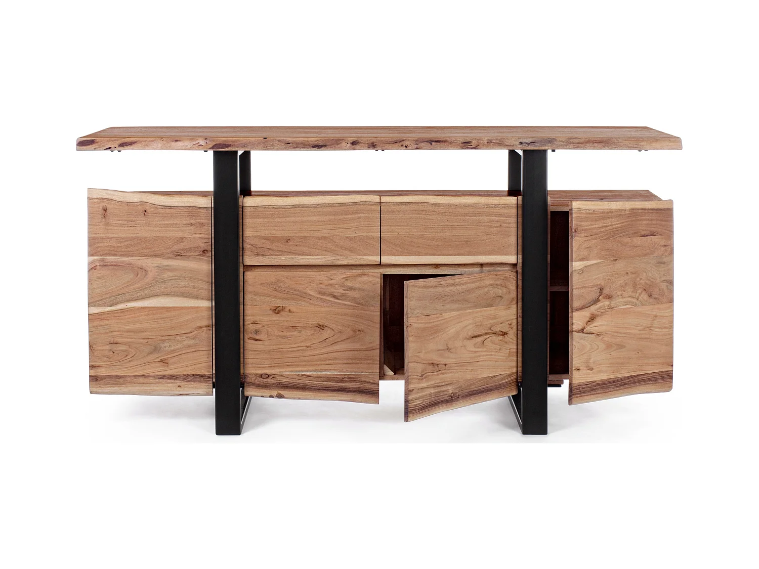 Buffet en bois d'acacia 4 portes et 2 tiroirs Amaly 175cm