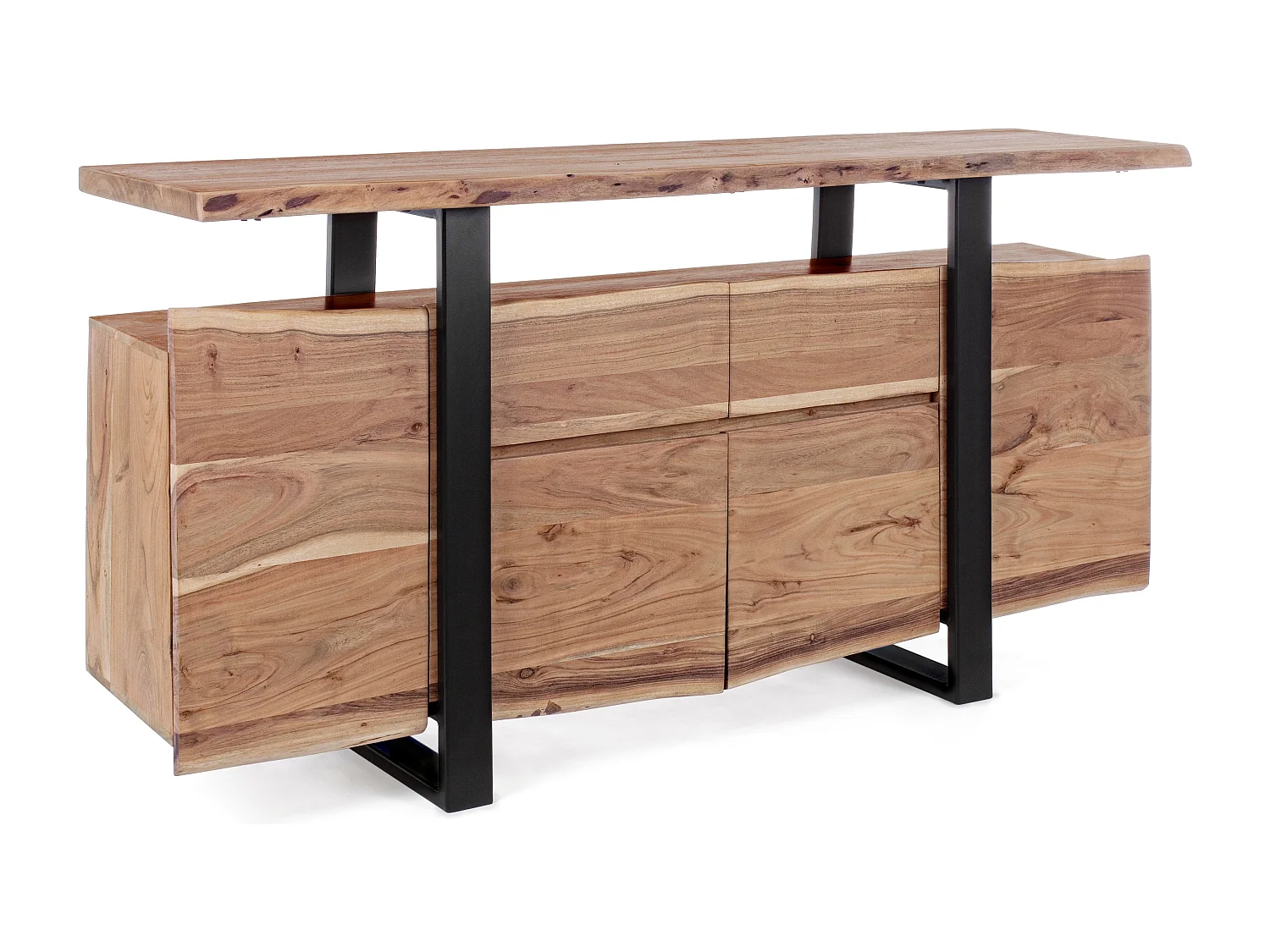 Buffet en bois d'acacia 4 portes et 2 tiroirs Amaly 175cm