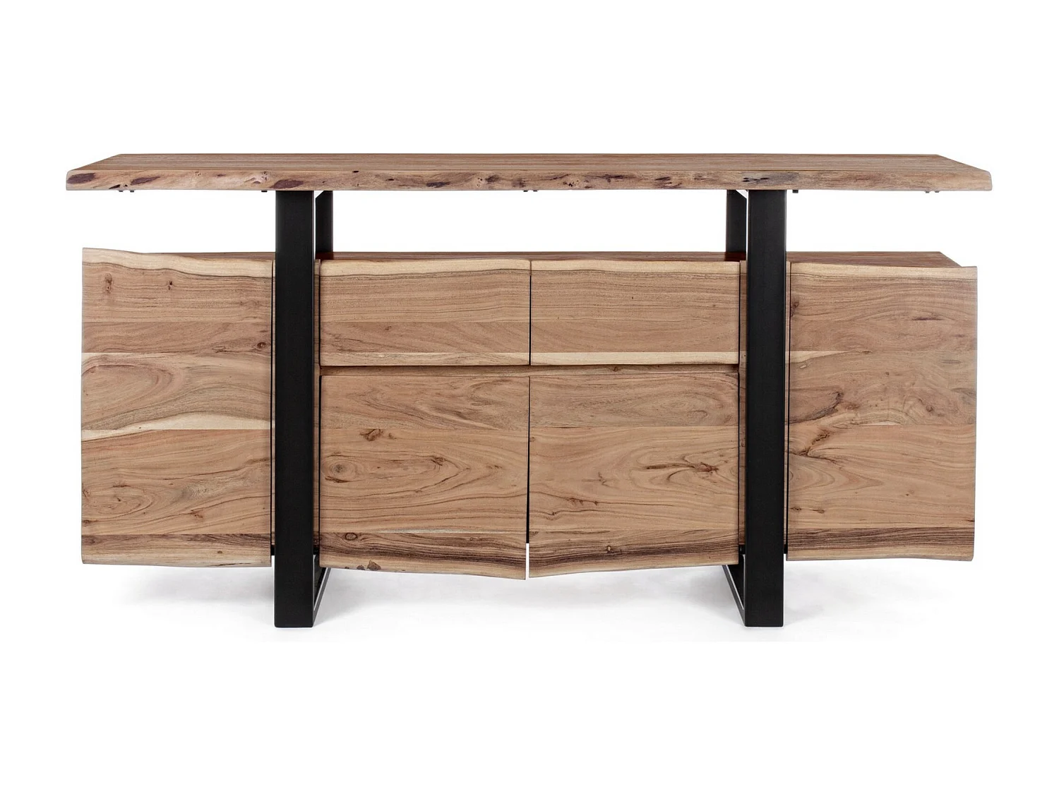 Buffet en bois d'acacia 4 portes et 2 tiroirs Amaly 175cm