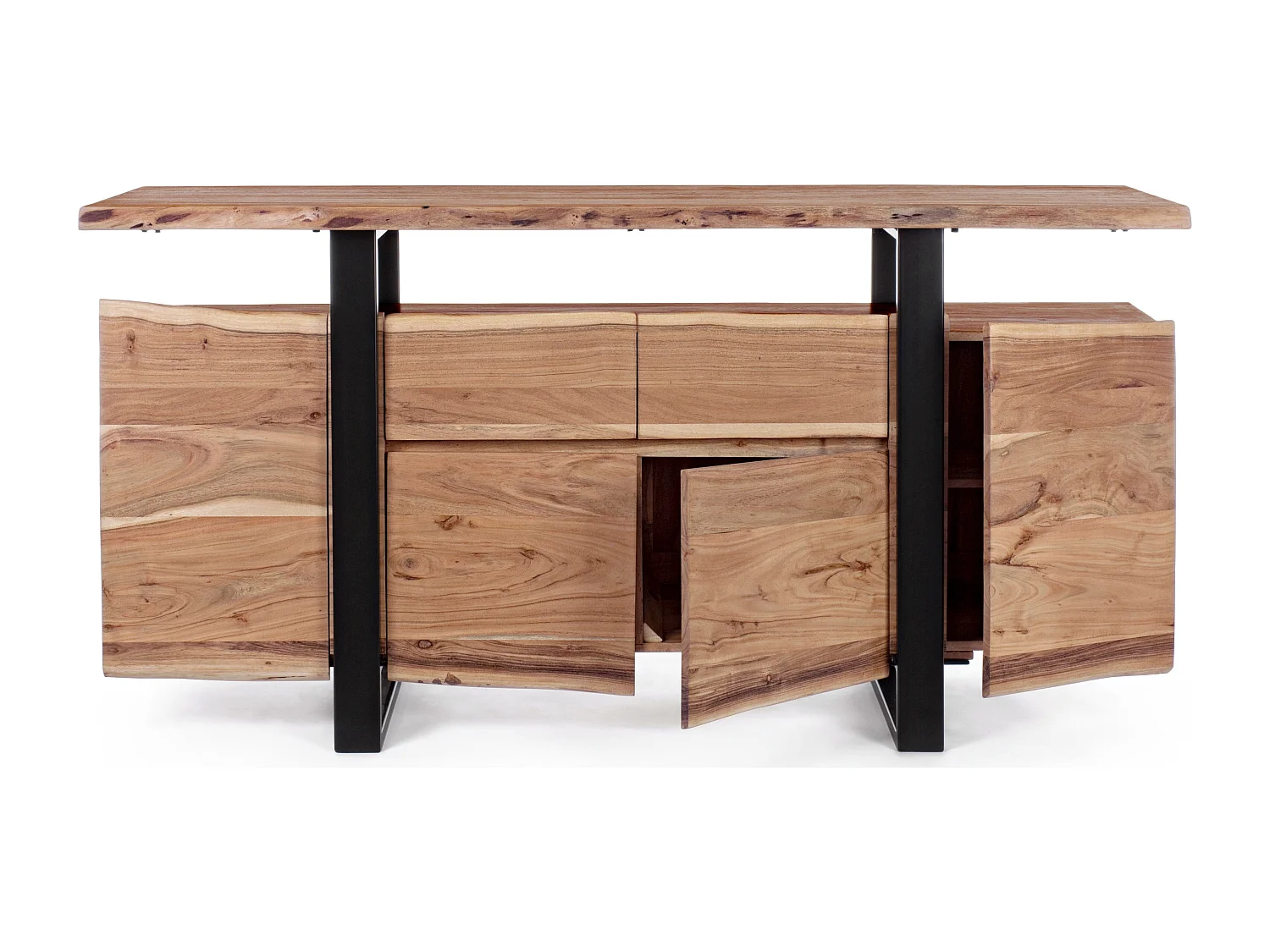 Buffet en bois d'acacia 4 portes et 2 tiroirs Amaly 175cm