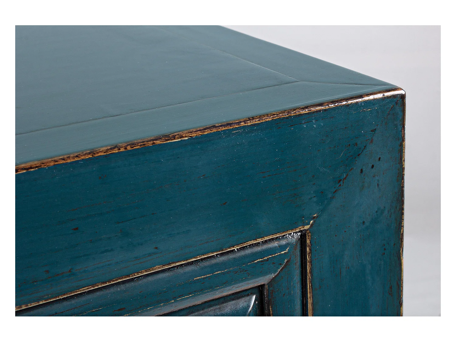 Buffet en bois bleu canard 4 portes Juan 133cm
