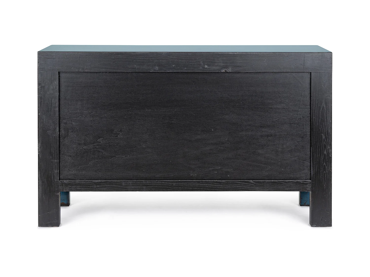 Buffet en bois bleu canard 4 portes Juan 133cm