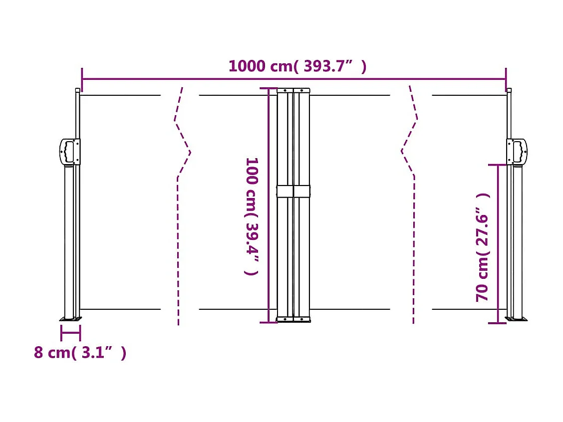 Auvent latéral rétractable crème 100x1000