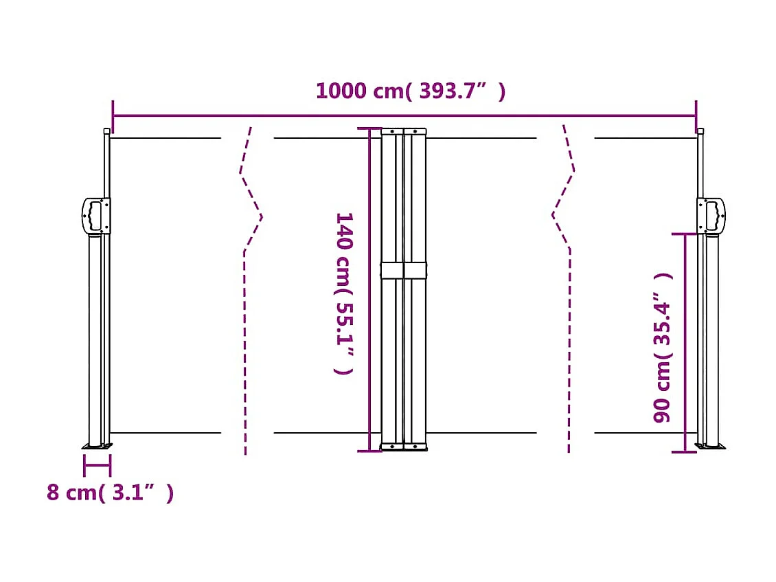 Auvent latéral rétractable anthracite 140x1000