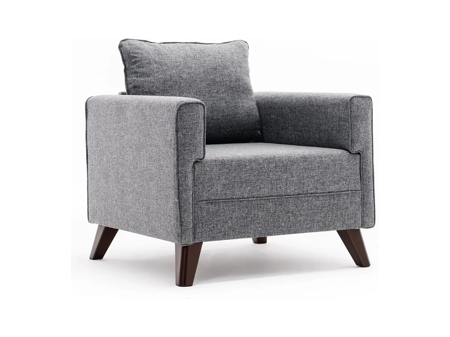Fauteuil 1 place tissu gris Kandy 82cm