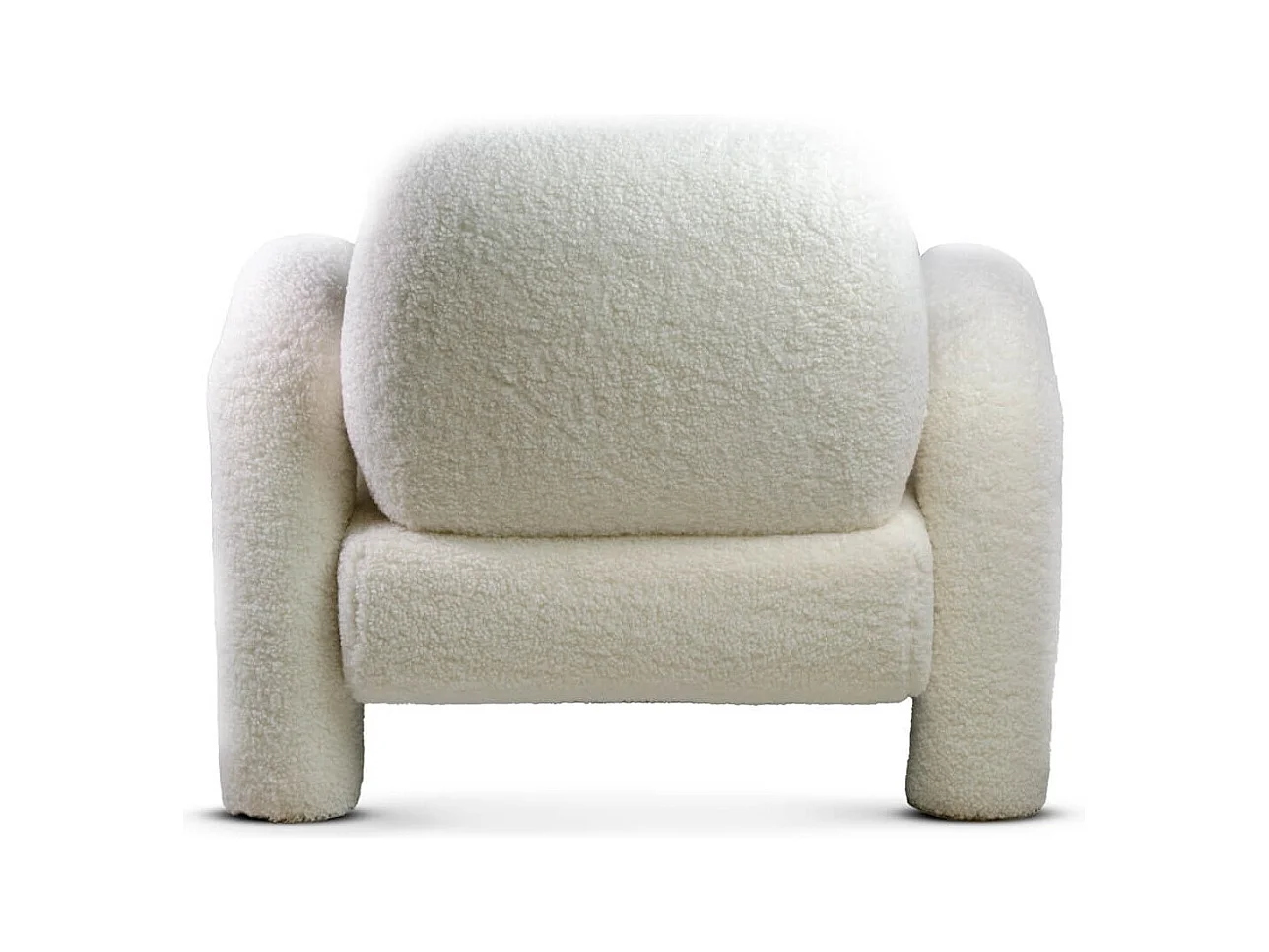 Fauteuil design en laine à bouclettes blanc cassé OREKLO