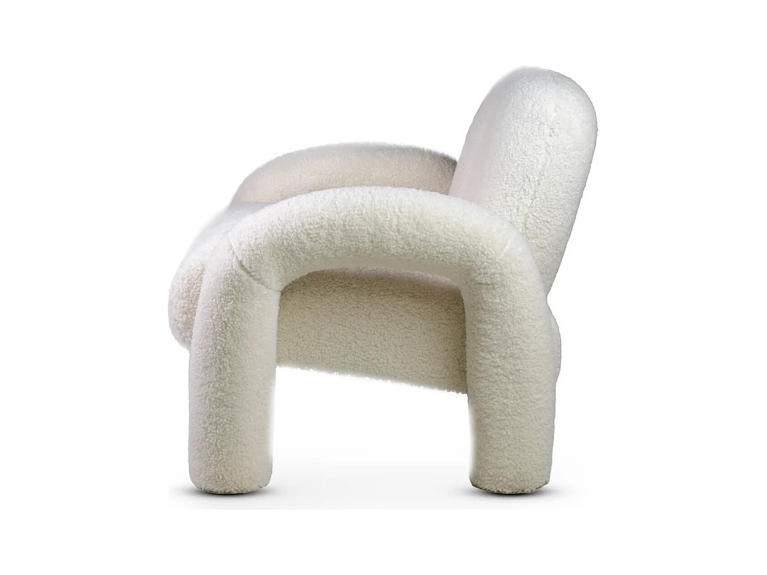 Fauteuil design en laine à bouclettes blanc cassé OREKLO