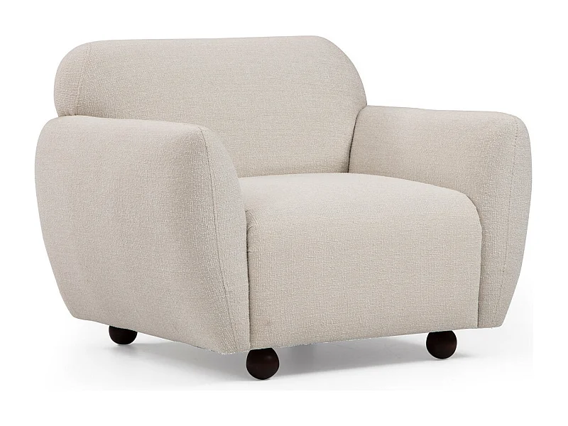 Fauteuil moderne tissu beige clair Kelly 90cm