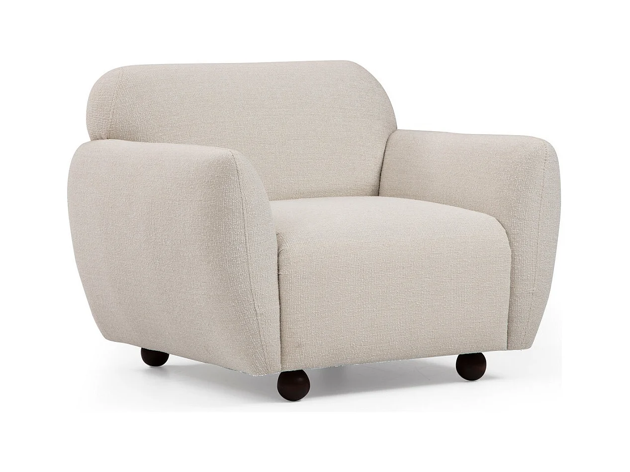 Fauteuil moderne tissu beige clair Kelly 90cm