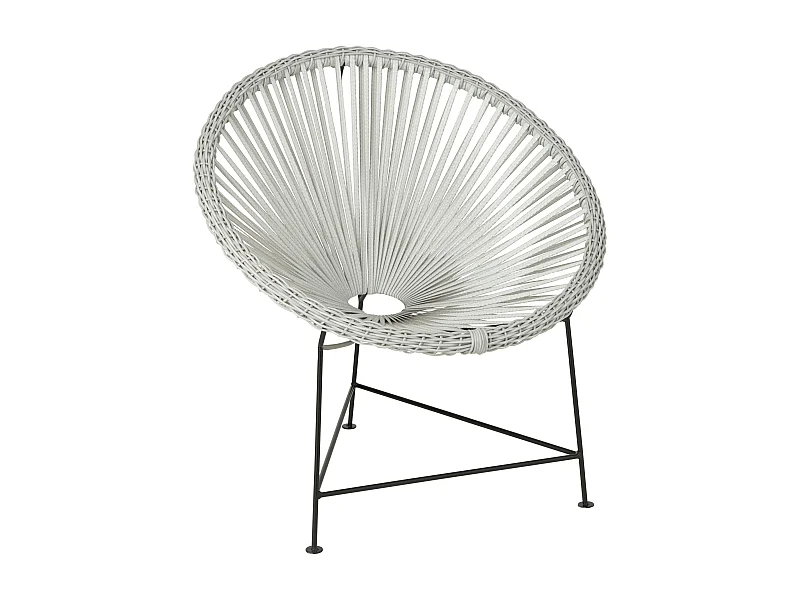Fauteuil acapulco métal et rotin blanc Shira