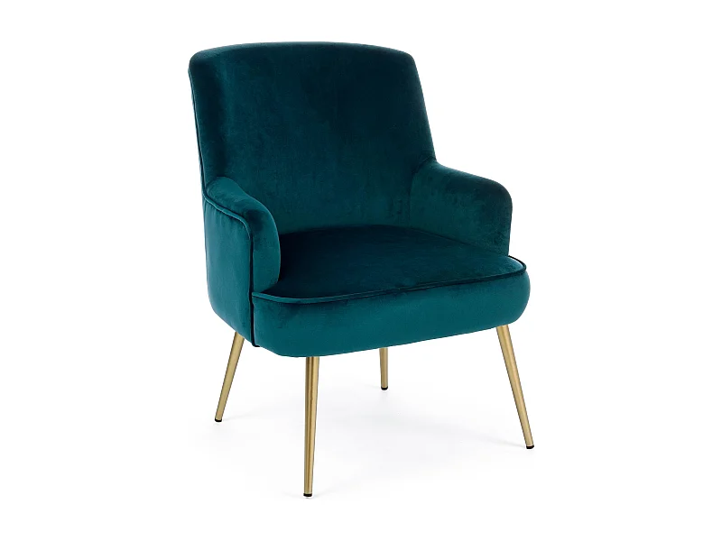 Fauteuil en polyester effet velours bleu Natan