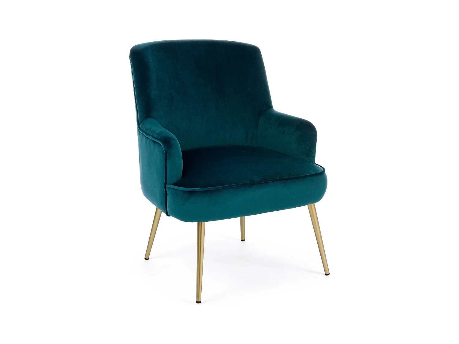 Fauteuil en polyester effet velours bleu Natan