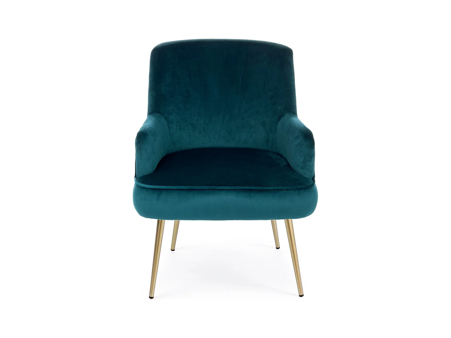 Fauteuil en polyester effet velours bleu Natan