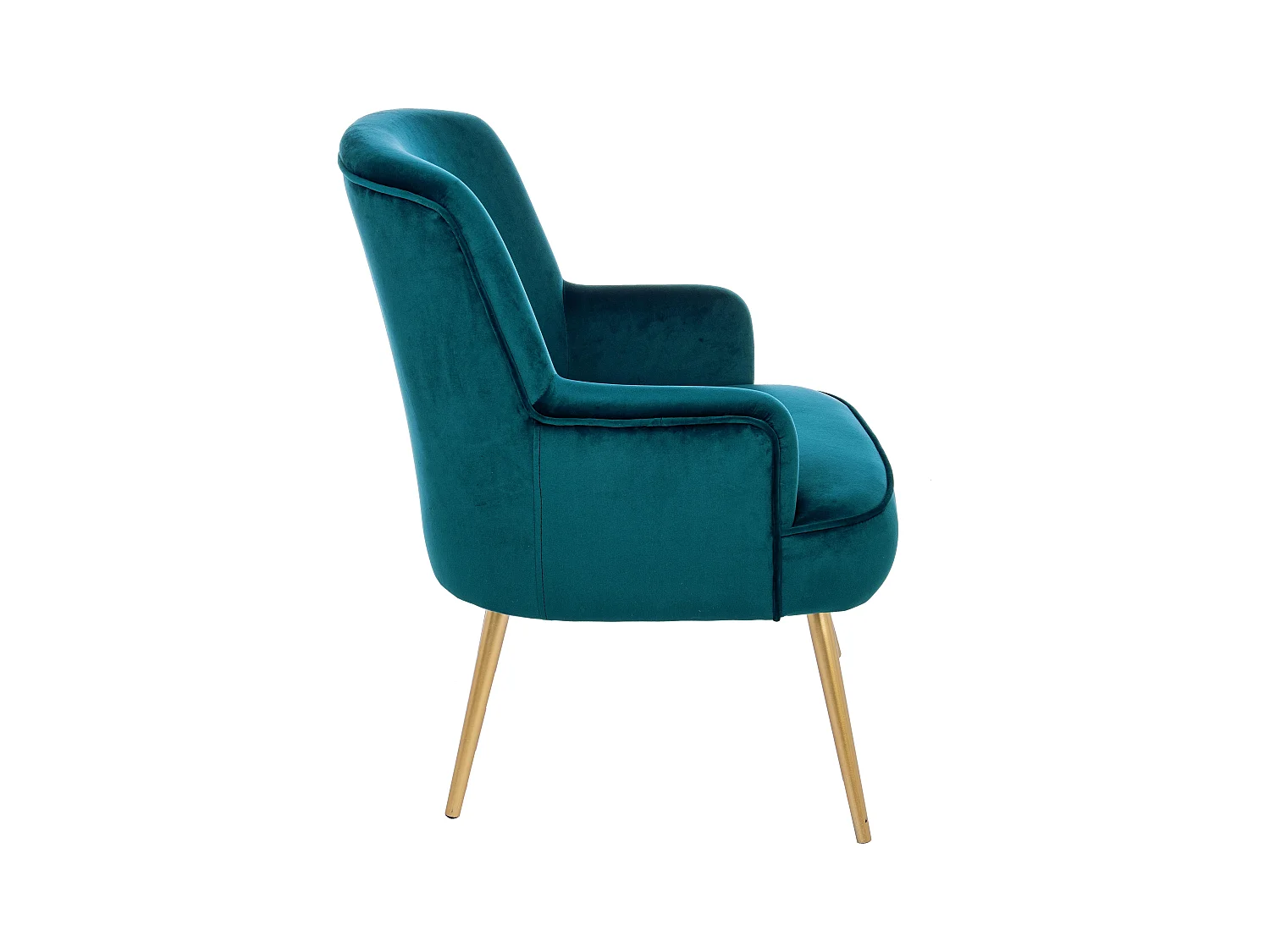 Fauteuil en polyester effet velours bleu Natan