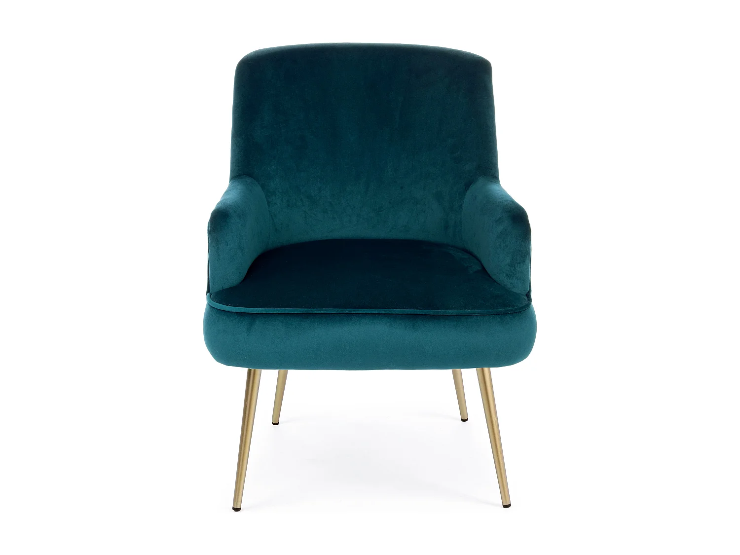 Fauteuil en polyester effet velours bleu Natan