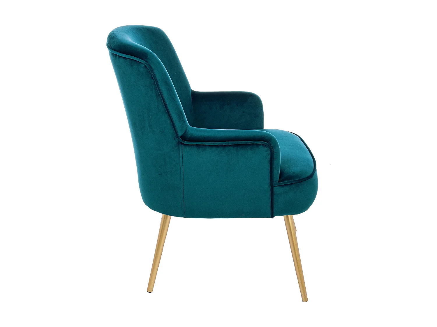 Fauteuil en polyester effet velours bleu Natan