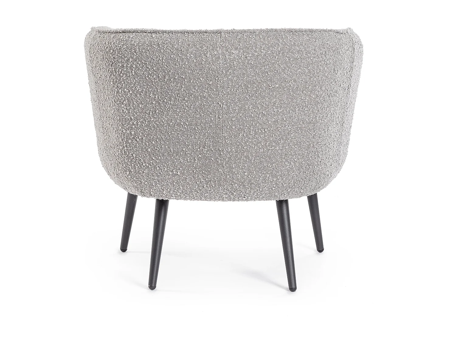 Fauteuil moderne tissu doux bouclé gris et pieds acier noir Kadole 76cm