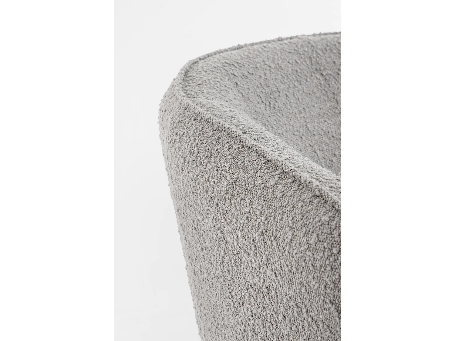 Fauteuil moderne tissu doux bouclé gris et pieds acier noir Kadole 76cm