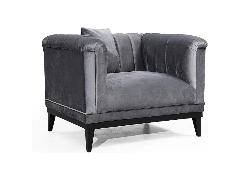 Fauteuil velours gris Robina 105cm