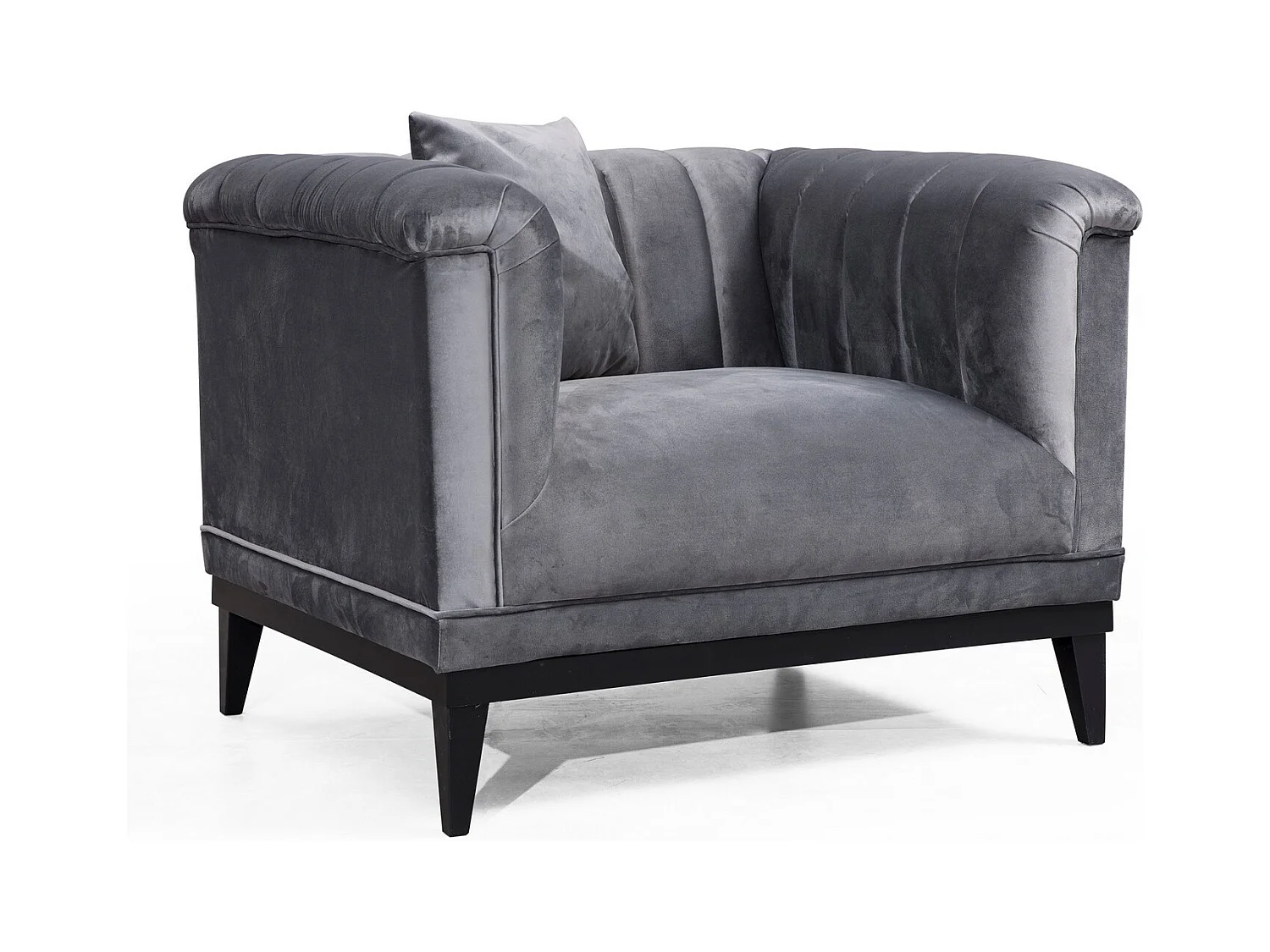 Fauteuil velours gris Robina 105cm