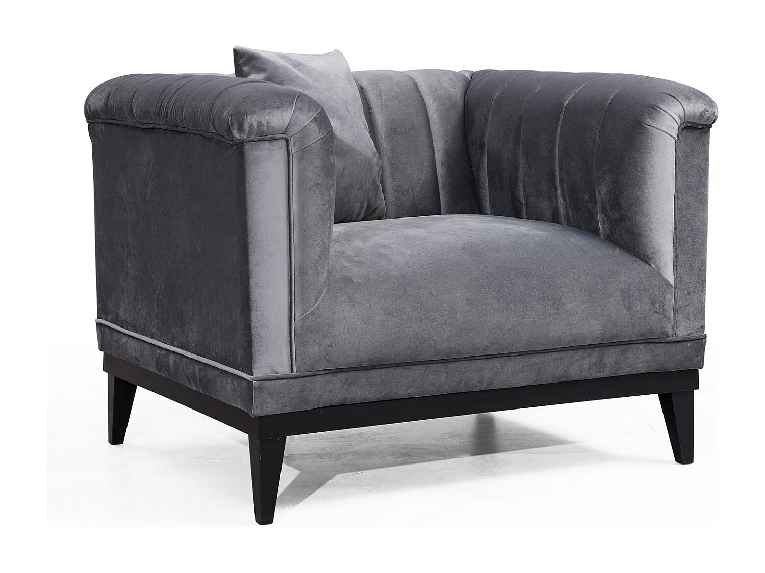 Fauteuil velours gris Robina 105cm