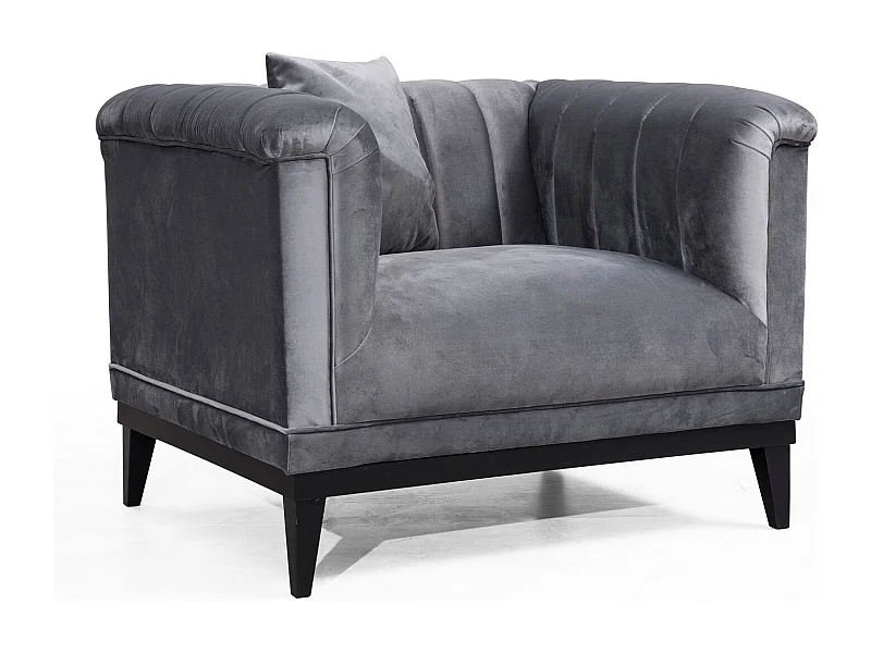 Fauteuil velours gris Robina 105cm