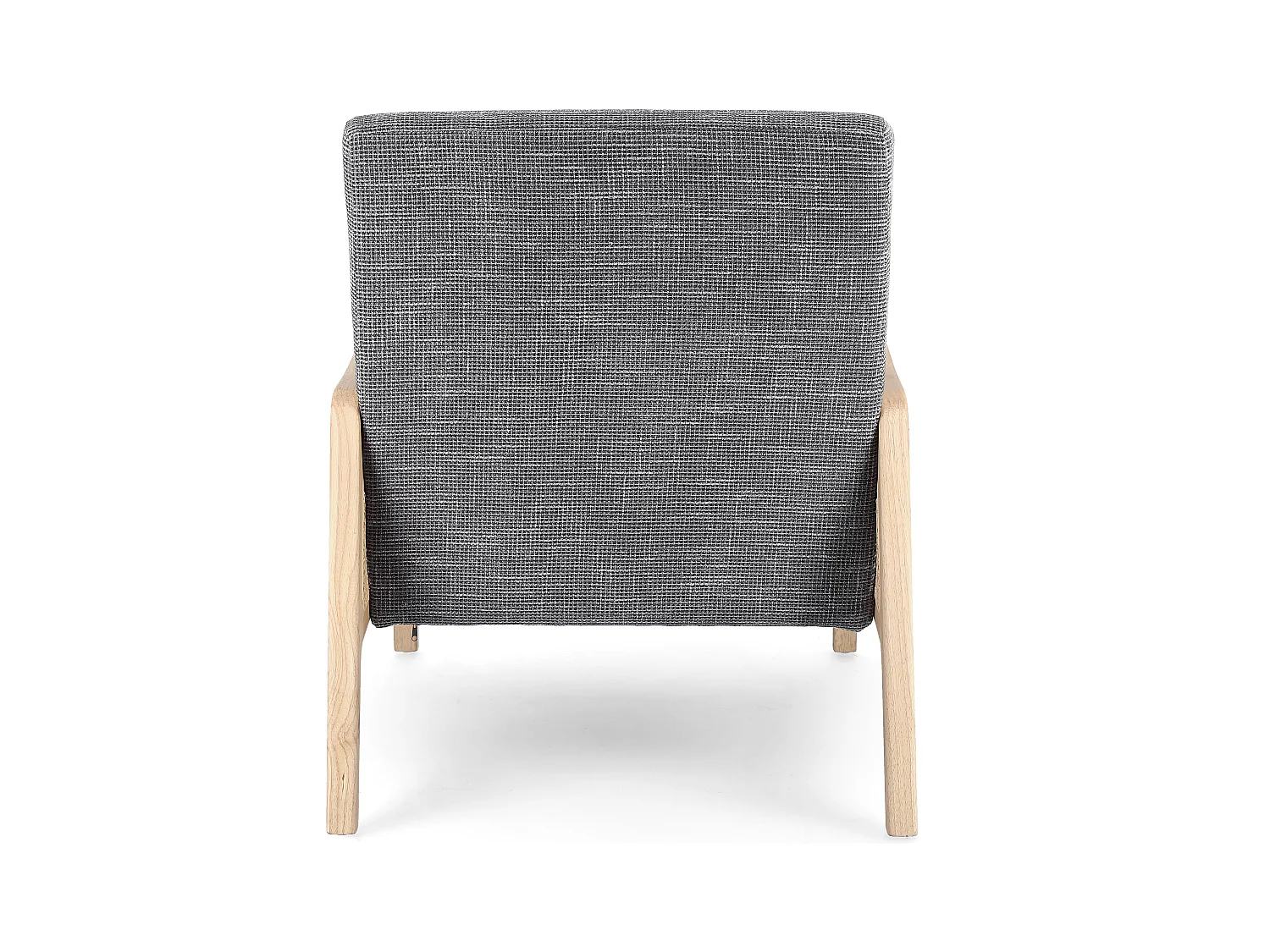 Fauteuil en bois de pin et rotin assise tissu gris foncé Denvar 68cm