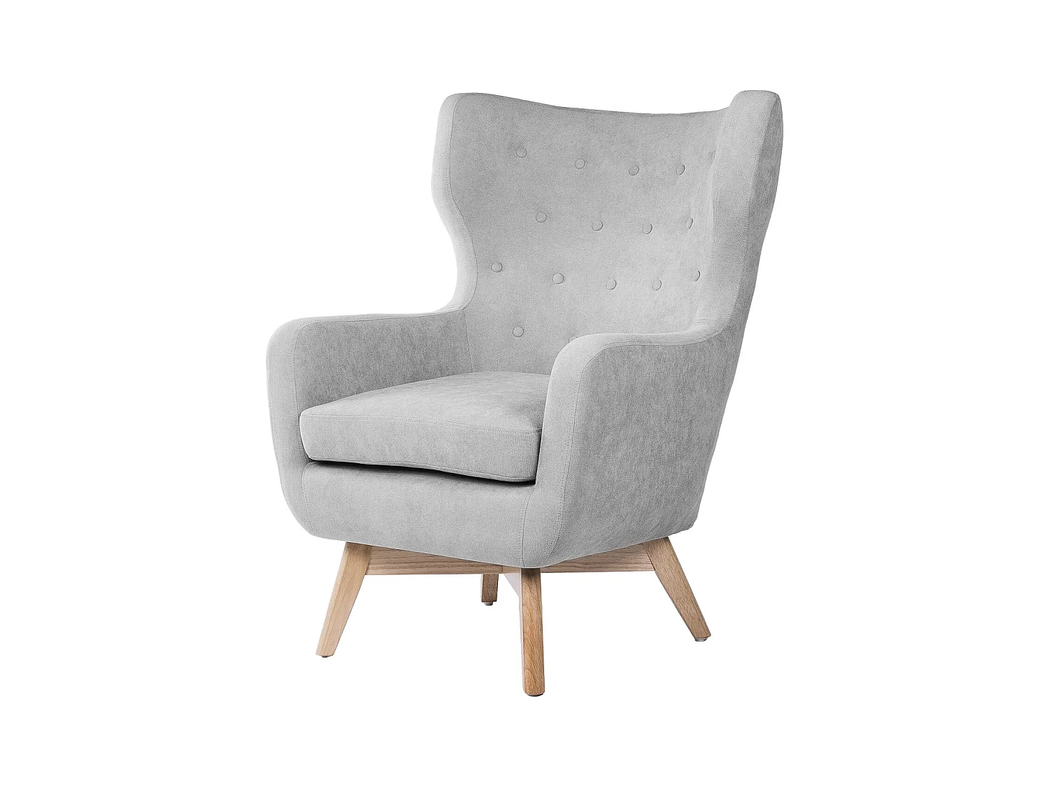 Fauteuil moderne dossier haut tissu gris clair Egga 77cm