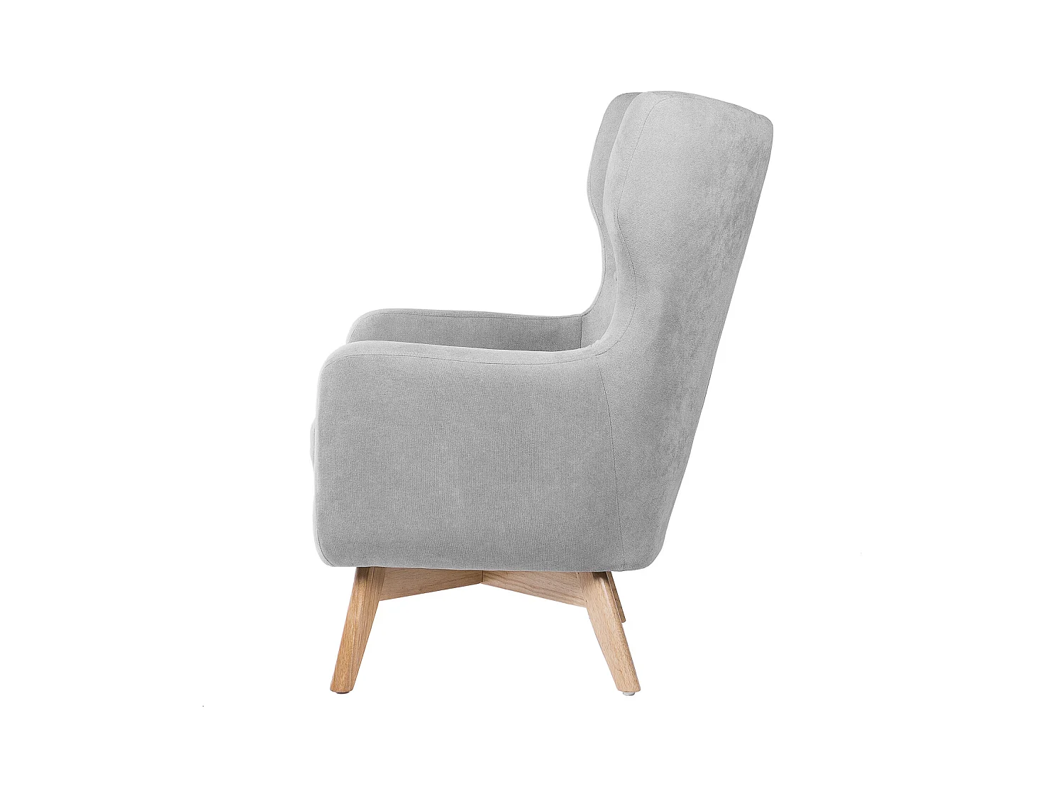 Fauteuil moderne dossier haut tissu gris clair Egga 77cm