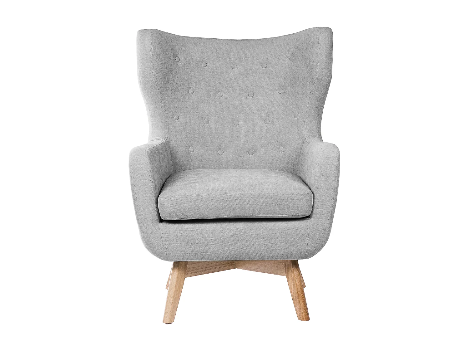 Fauteuil moderne dossier haut tissu gris clair Egga 77cm