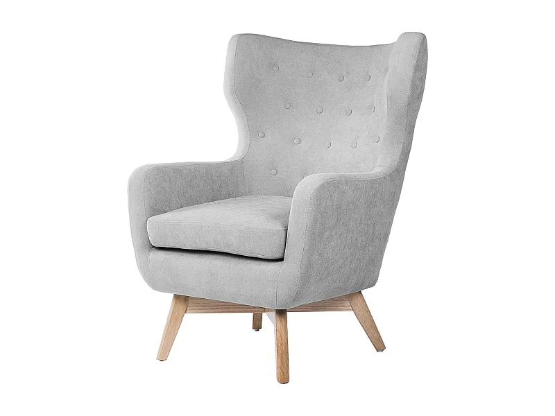 Fauteuil moderne dossier haut tissu gris clair Egga 77cm