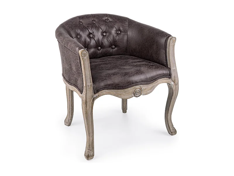 Lot de 2 fauteuils Dova – Pieds en bois d'Hévéa naturel et assise en tissu-Marron foncé