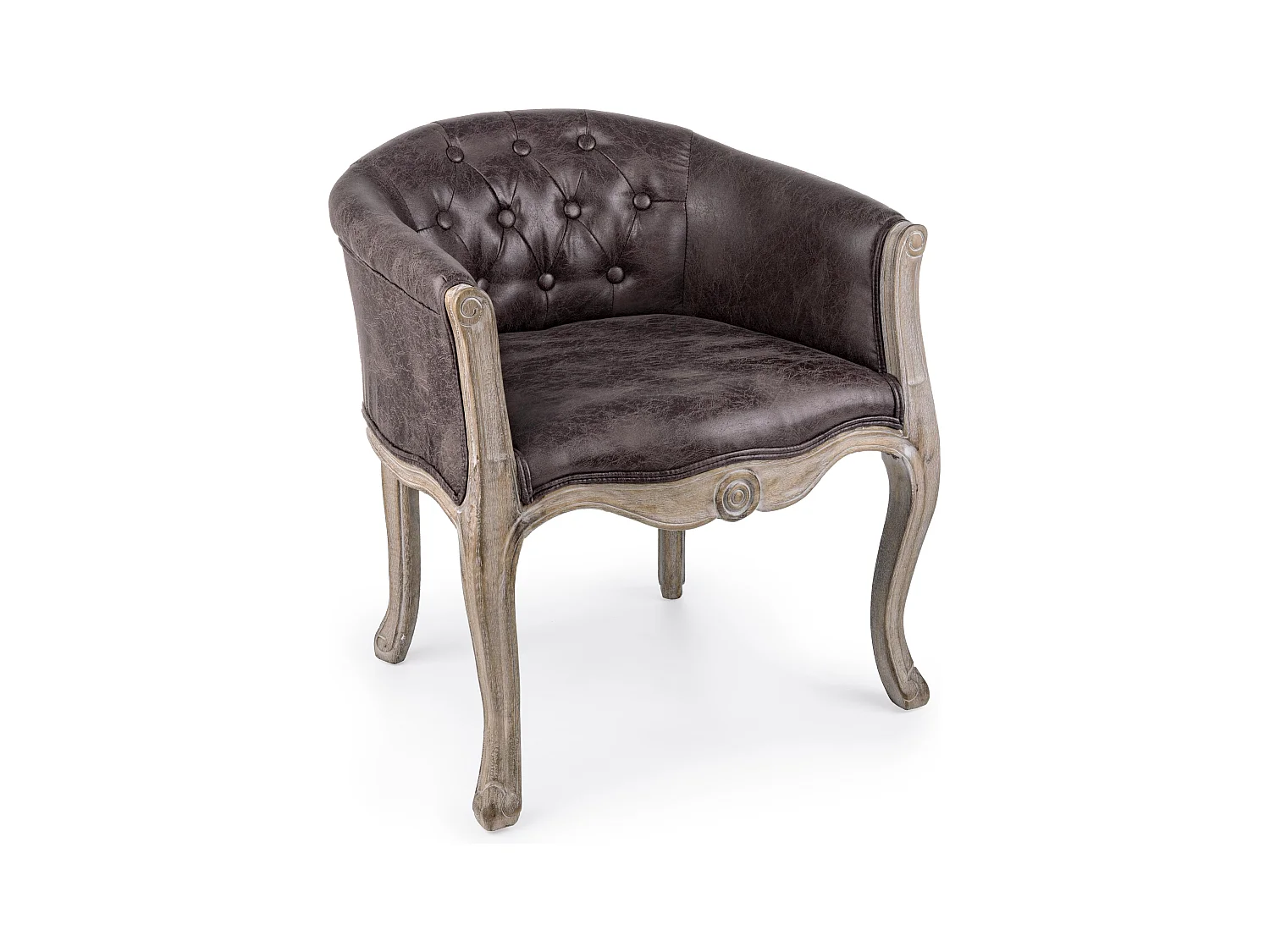 Lot de 2 fauteuils Dova – Pieds en bois d'Hévéa naturel et assise en tissu-Marron foncé