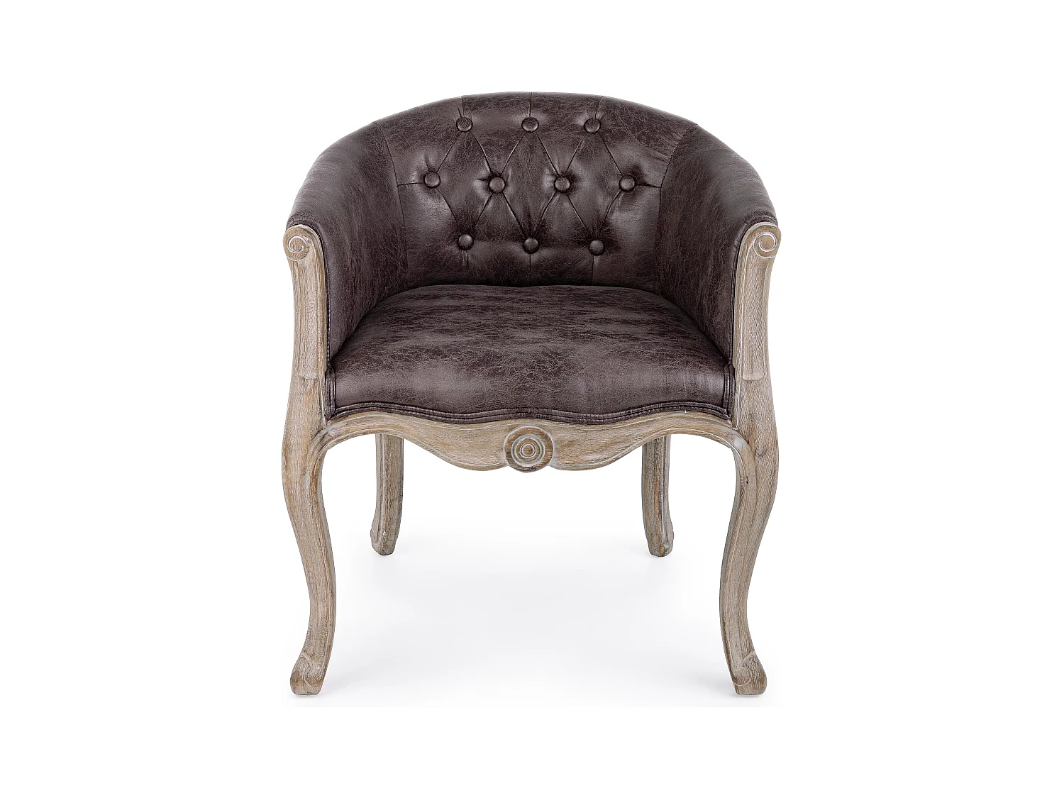 Lot de 2 fauteuils Dova – Pieds en bois d'Hévéa naturel et assise en tissu-Marron foncé