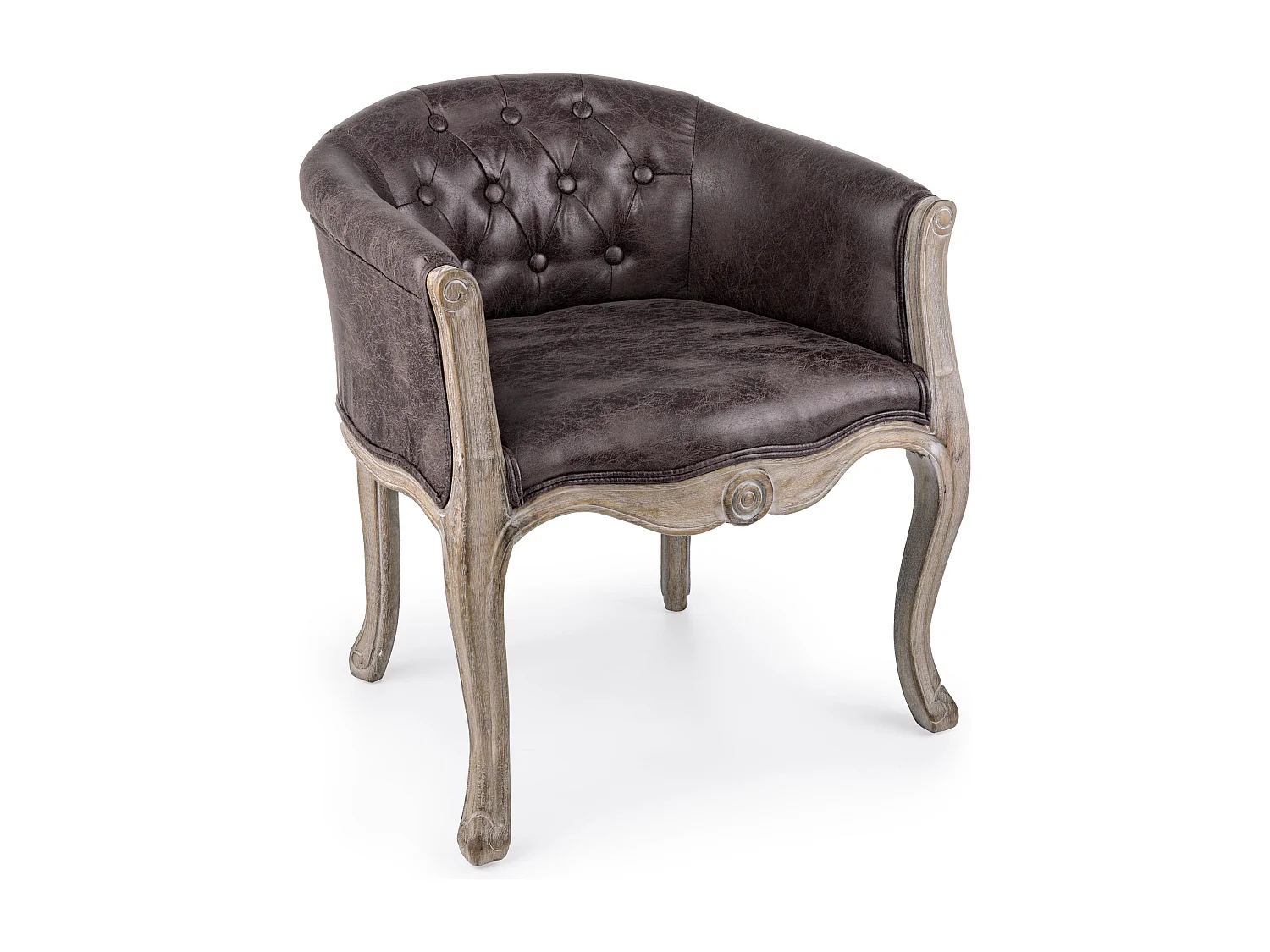 Lot de 2 fauteuils Dova – Pieds en bois d'Hévéa naturel et assise en tissu-Marron foncé