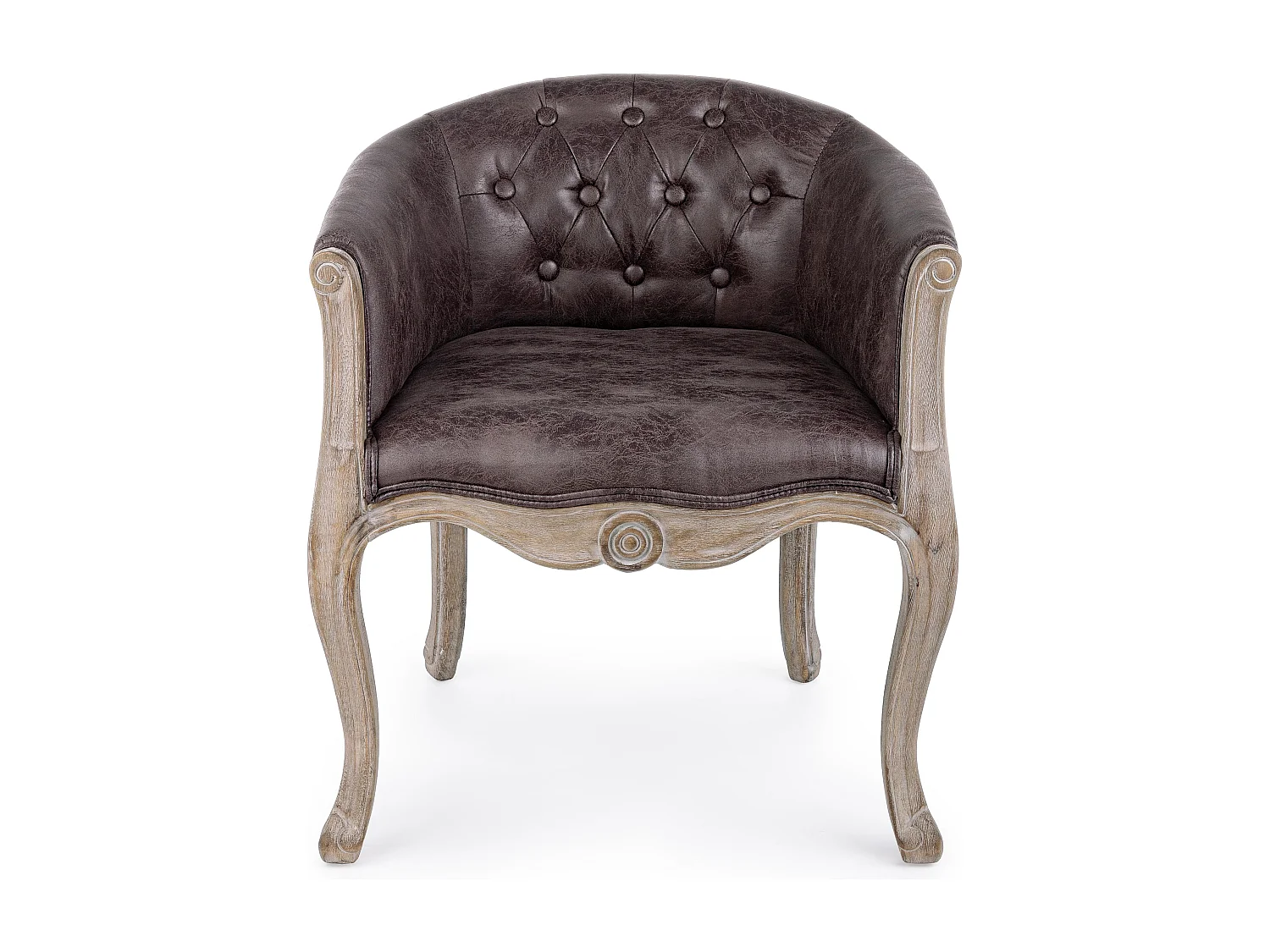 Lot de 2 fauteuils Dova – Pieds en bois d'Hévéa naturel et assise en tissu-Marron foncé