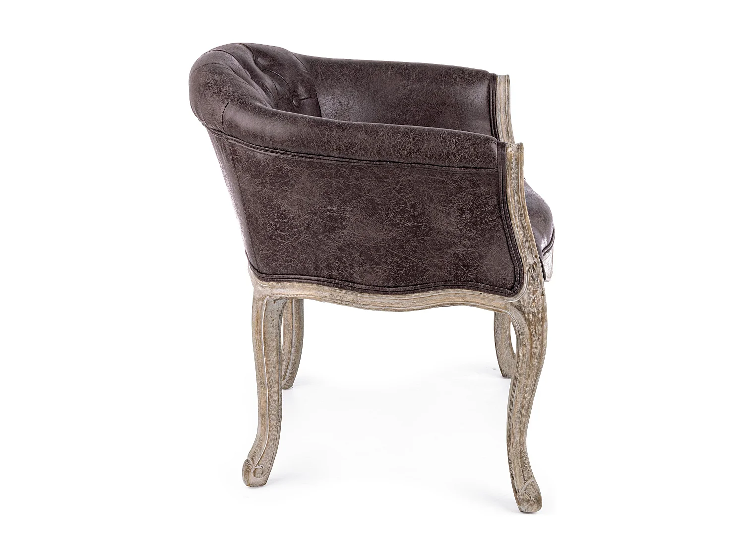 Lot de 2 fauteuils Dova – Pieds en bois d'Hévéa naturel et assise en tissu-Marron foncé