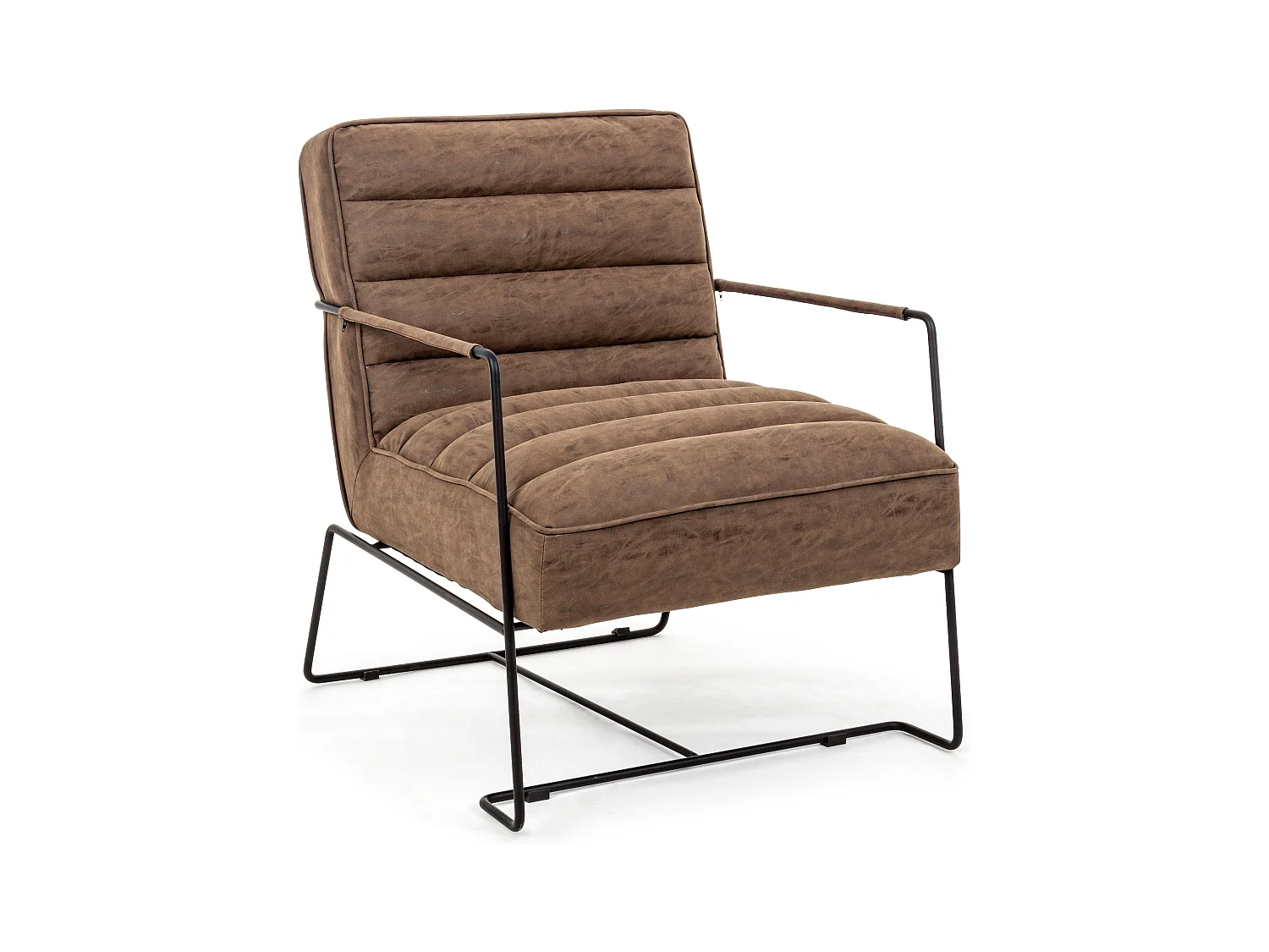 Fauteuil en simili cuir marron clair et pieds en acier Brina