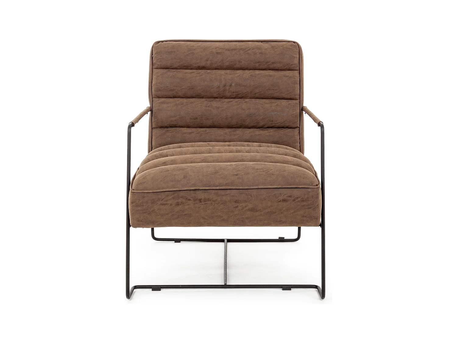 Fauteuil en simili cuir marron clair et pieds en acier Brina