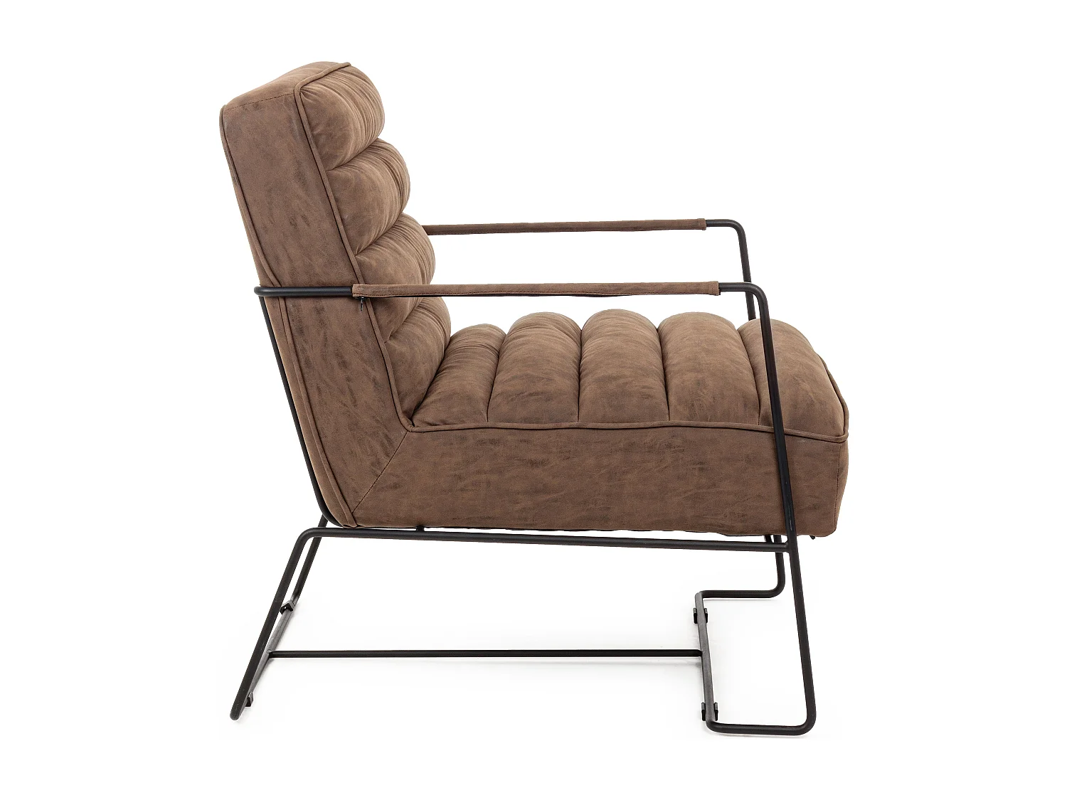 Fauteuil en simili cuir marron clair et pieds en acier Brina