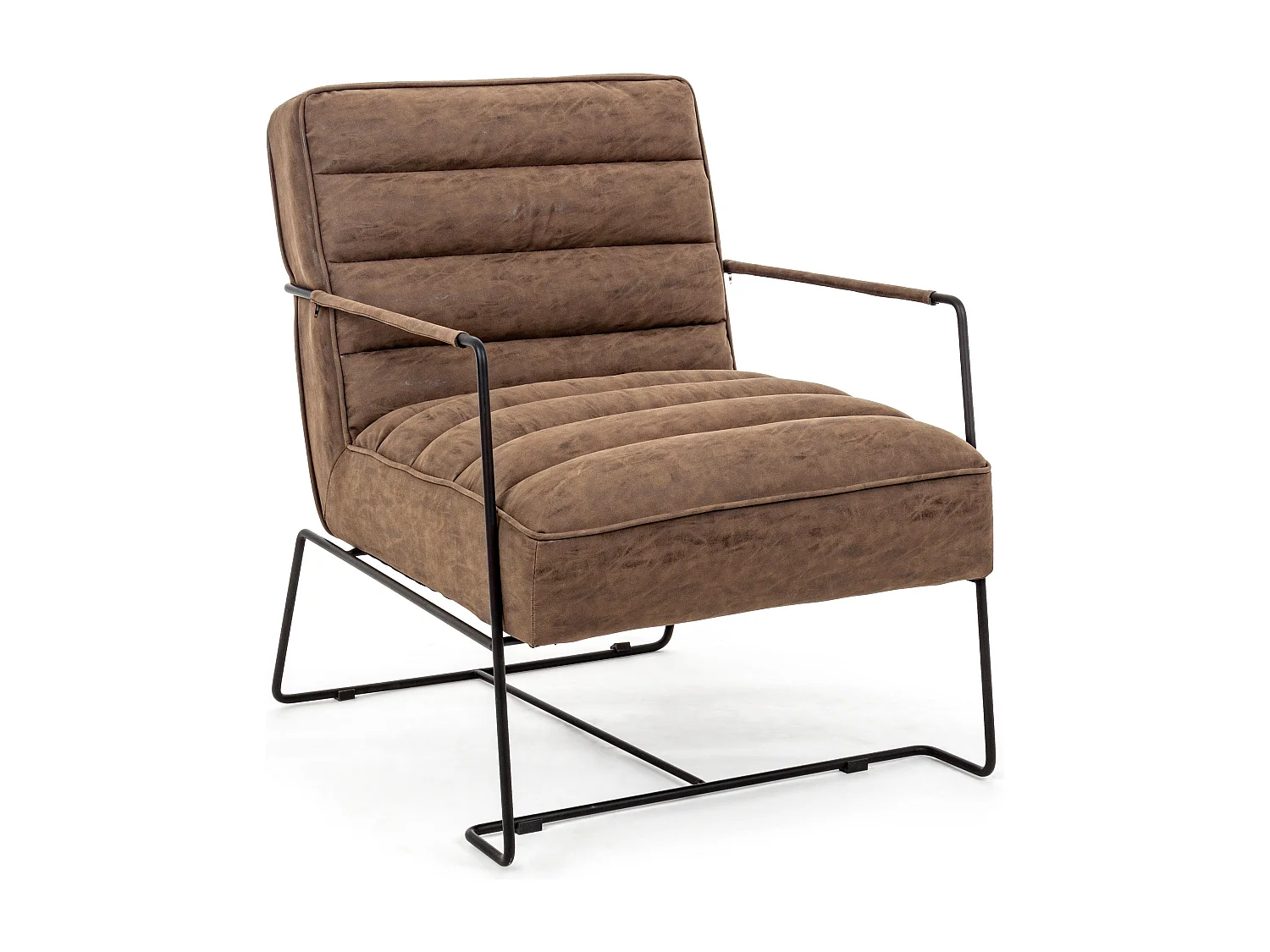 Brina fauteuil in lichtbruin kunstleer en stalen poten