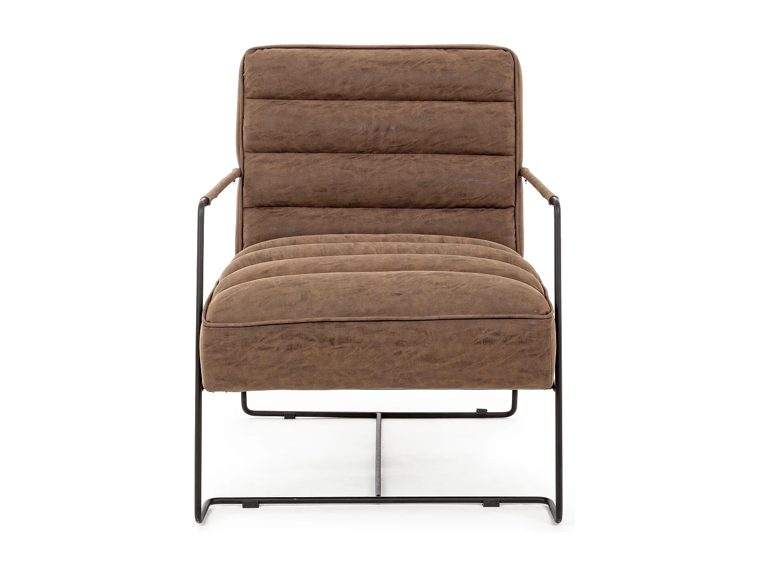 Brina fauteuil in lichtbruin kunstleer en stalen poten