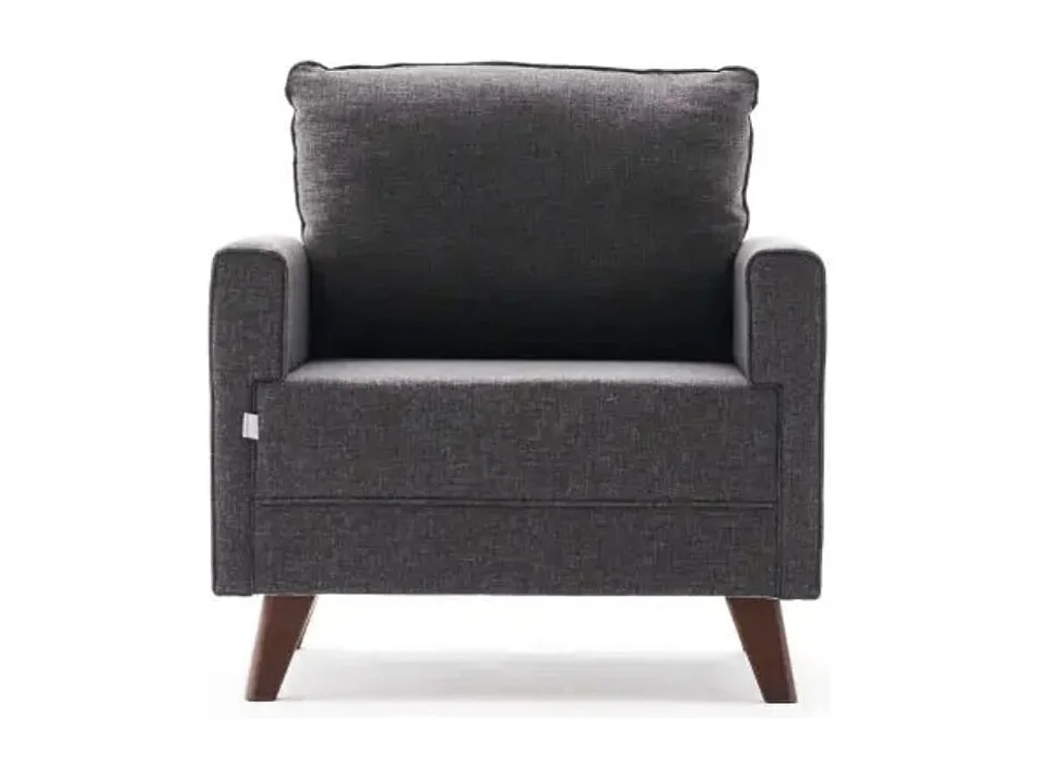 Fauteuil 1 place tissu gris foncé Kandy 82cm