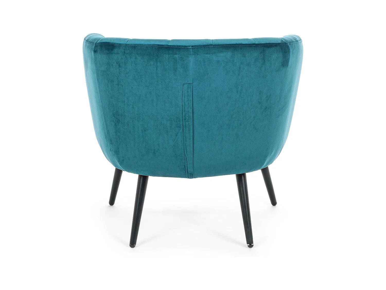 Fauteuil en polyester bleu paon et pieds en acier noir Avi